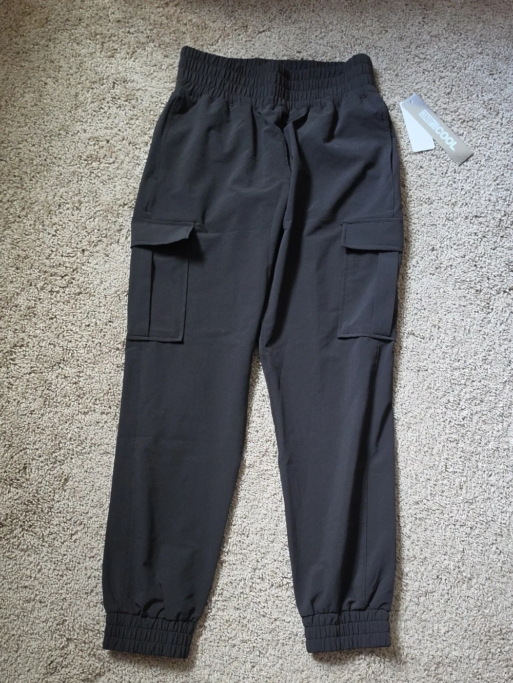 Black Women's Cargo Jogger - Elastic Waist & Ankle